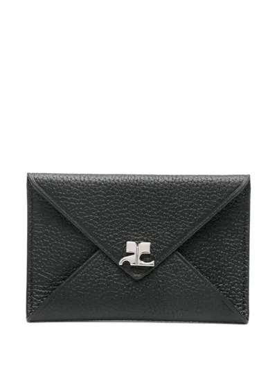 Courrèges Logo-plaque Envelope Cardholder In Black