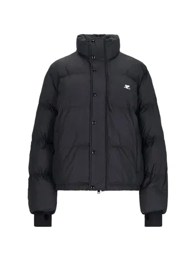 Courrèges Logo Quilted Down Jacket In Black