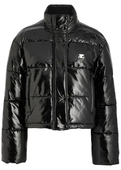 Courrèges Vinyl Puffer Jacket In Black