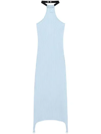 Courrèges Maille Bretelles Rib Knit Dress In Blue