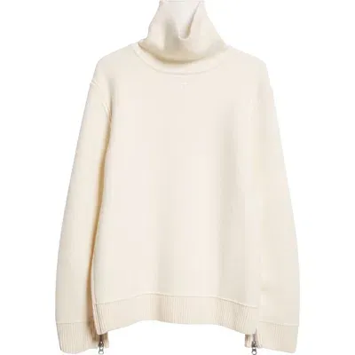 Courrèges Merino Wool Blend Turtleneck Sweater In Natural