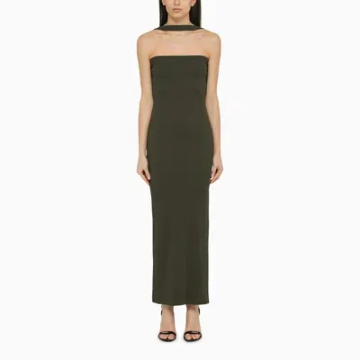 Courrèges Military Green Ribbed Cotton Dress