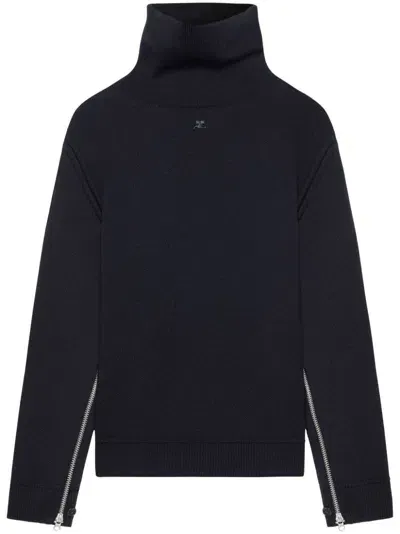 Courrèges Mock-neck Sweater In Black