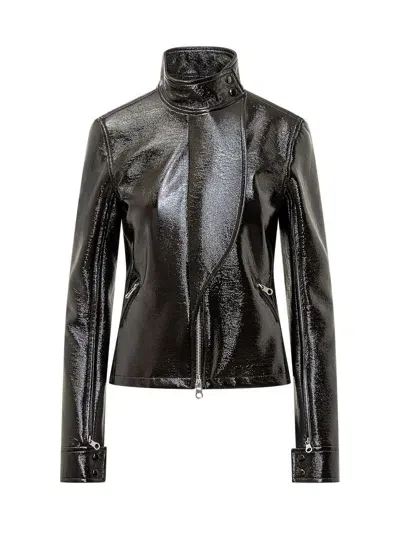 Courrèges 'motorcycle Vinyl' Jacket In Black