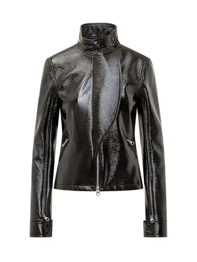 Courrèges Motorcycle Vinyl Jacket In Black