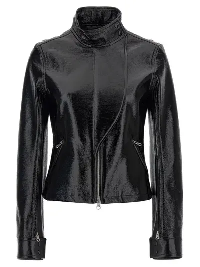 Courrèges Motorcycle Vinyl Jacket In Black