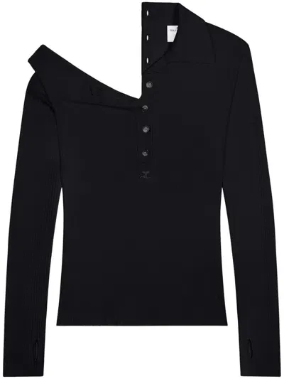 Courrèges Multi-button Polo Top In Black