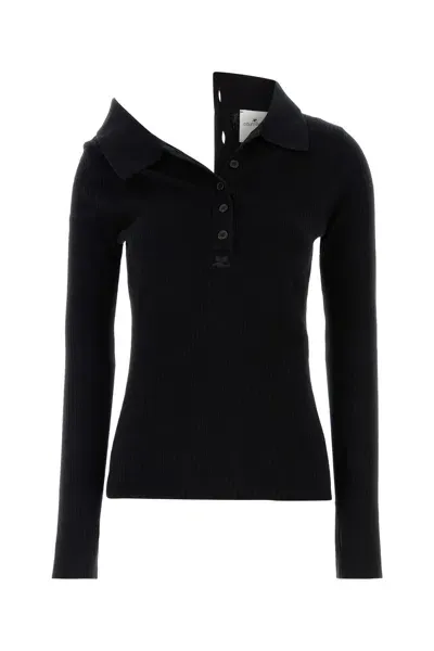 Courrèges Multi-buttons Light Wool Polo-m Nd Courreges Female In Black