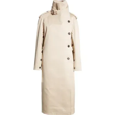 Courrèges Oblique Cotton Trench Coat In Beige