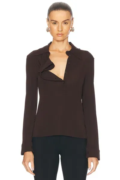 Courrèges Oblique Crepe Jersey Shirt In Chocolate