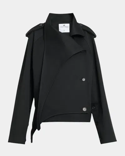 Courrèges Oblique Short Trench Coat In Black