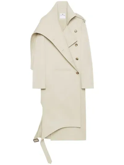 Courrèges Oblique Trench Coat In Beige