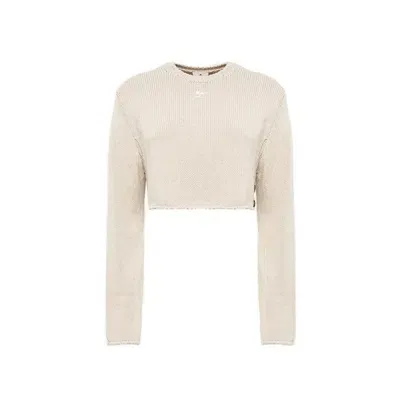 Courrèges Open Side Knit Cropped Jumper In Beige