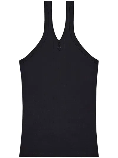 Courreges Pre Criss Cross Cotton Tank Top In Black