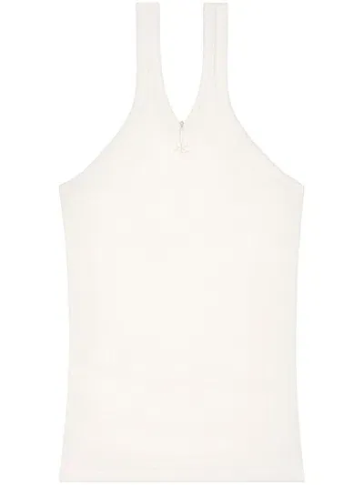 Courreges Pre Criss Cross Cotton Tank Top In White