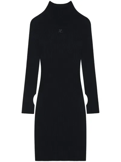 Courreges Pre Organic Cotton Mini Dress In Black