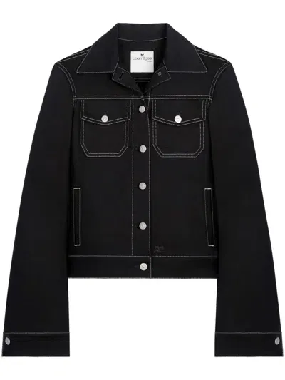 Courreges Pre Trucker Denim Jacket In Black