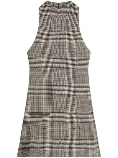 Courrèges Prince Of Wales Sleeveless A-line Dress In Bianco