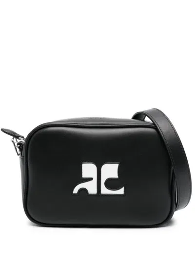 Courreges Re-edition Iconic Leather Camera Bag In Black