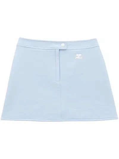 Courreges Re-edition Iconic Vinyl Mini Skirt In Clear Blue