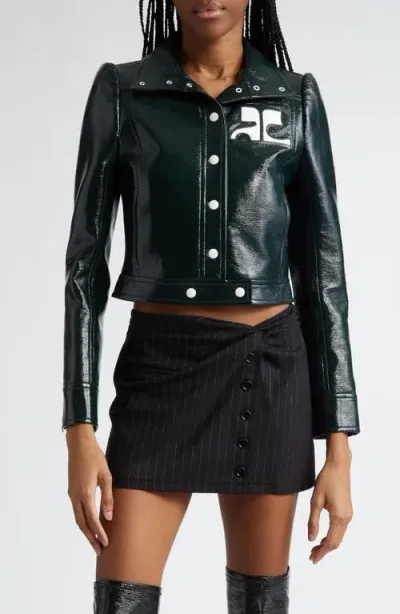 Courrèges Re-edition Vinyl Jacket In Dark Green