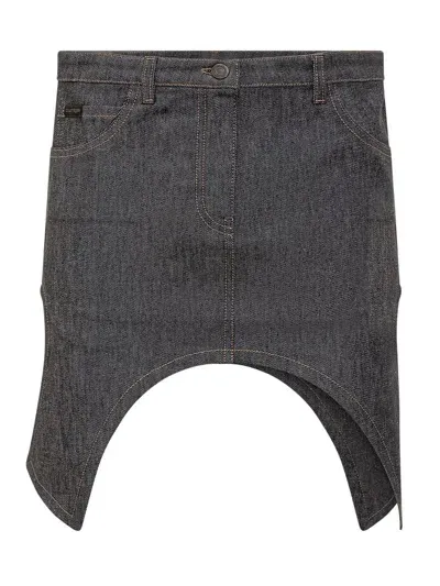 Courrèges Denim Skirt In Gray