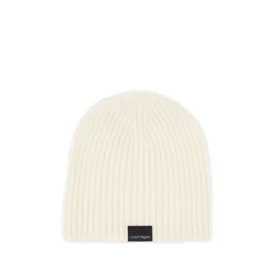 Courrèges Ac Ribbed Beanie - Courreges - Wool - Neutral