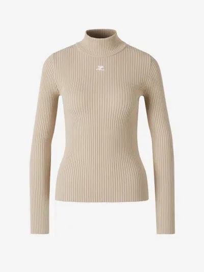 Courrèges Reedition Knit Ls Knitwear In Beige