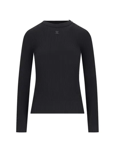 Courrèges Ribbed Sweater In Black