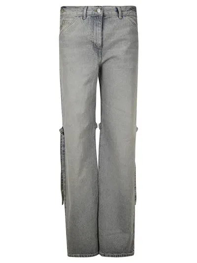 Courrèges Sailor Blue Denim Baggy Pants In Light Blue Wash