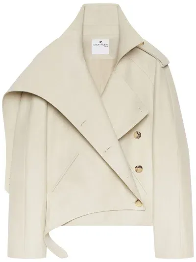 Courrèges Short Oblique Trench Coat In Cream