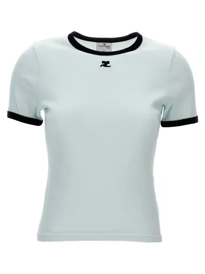 Courrèges Signature Contrast T-shirt In Light Blue