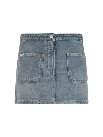 Courrèges Denim Mini Skirt In Blue