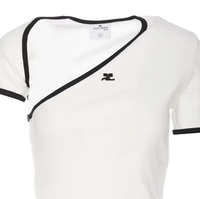 Courrèges Slash Contrast T-shirt In White