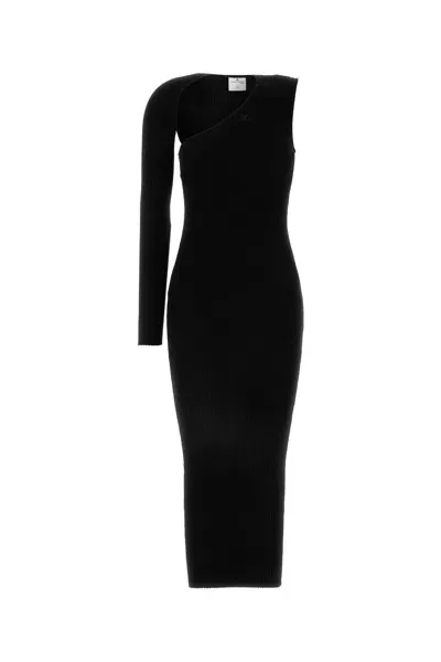 Courrèges Slash One Shoulder Ribbed Long Dress-xs Nd Courreges Female In Black