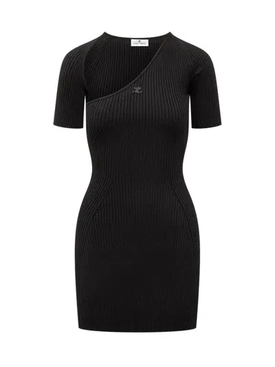 Courrèges 'slash' Mini Dress In Black