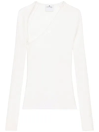 Courrèges Slash Ribbed-knit Top In White