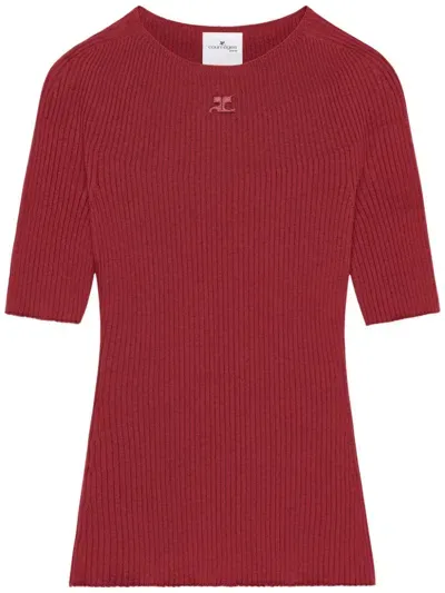 Courrèges Solar Knitted Top In Grenat