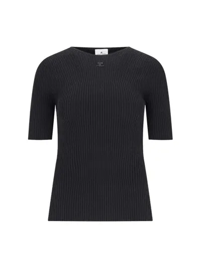 Courrèges 'solar Light' Logo Sweater In Black