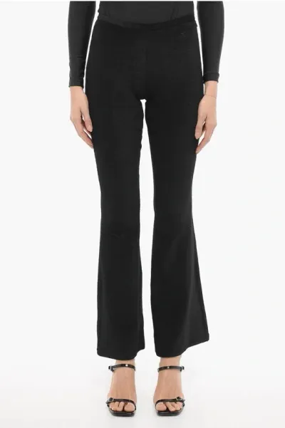 Courrèges Solid Color Flared Pants With Side Zip In Black