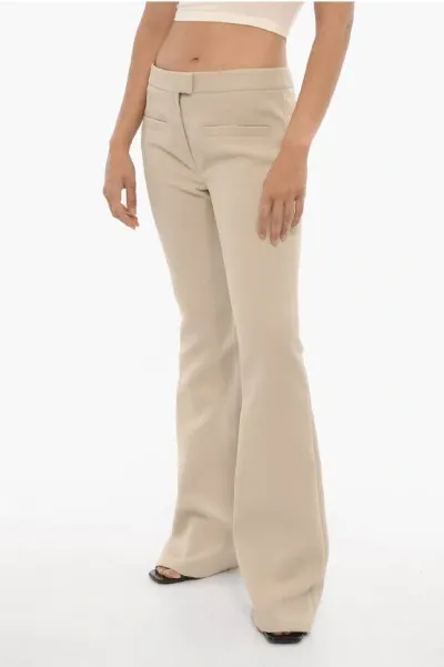 Courrèges Solid Color Twill Flared Pants In Neutral