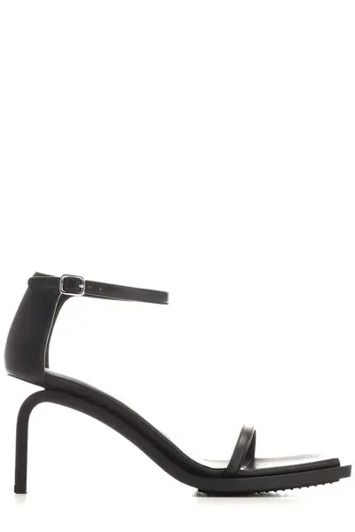 Courrèges Stream Sandals In Black Lambskin