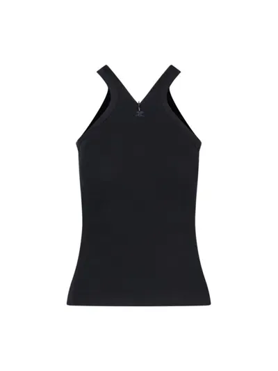 Courrèges Criss Cross Rib Tank Top In Black