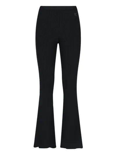 Courrèges Flared Trousers With Cut Out Details In Black