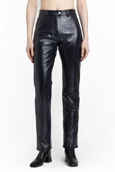 Courrèges Leather Trousers In Blue