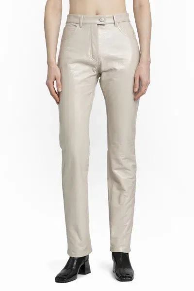 Courrèges Leather Trousers In Grey