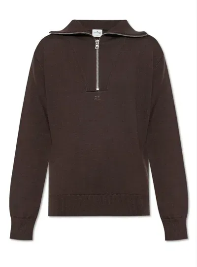 Courrèges Trucker Wool Jumper In Brown