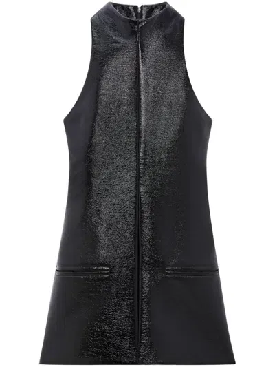 Courrèges Sleeveless Vinyl A-line Dress In Black  