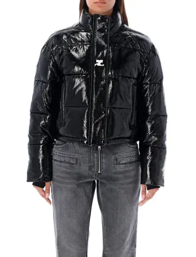 Courrèges Vinyl Down Jacket In Black