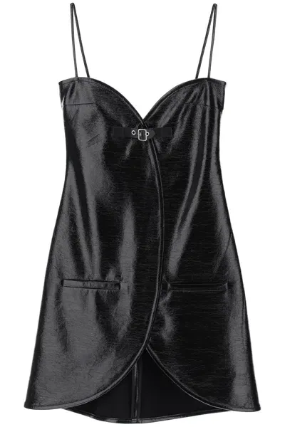 Courrèges Ellipse Vinyl Short Dress In Black